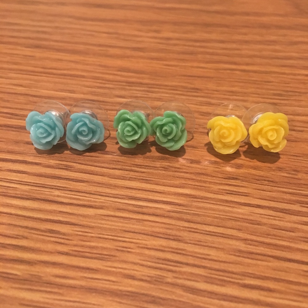 Colored Rose Earrings
